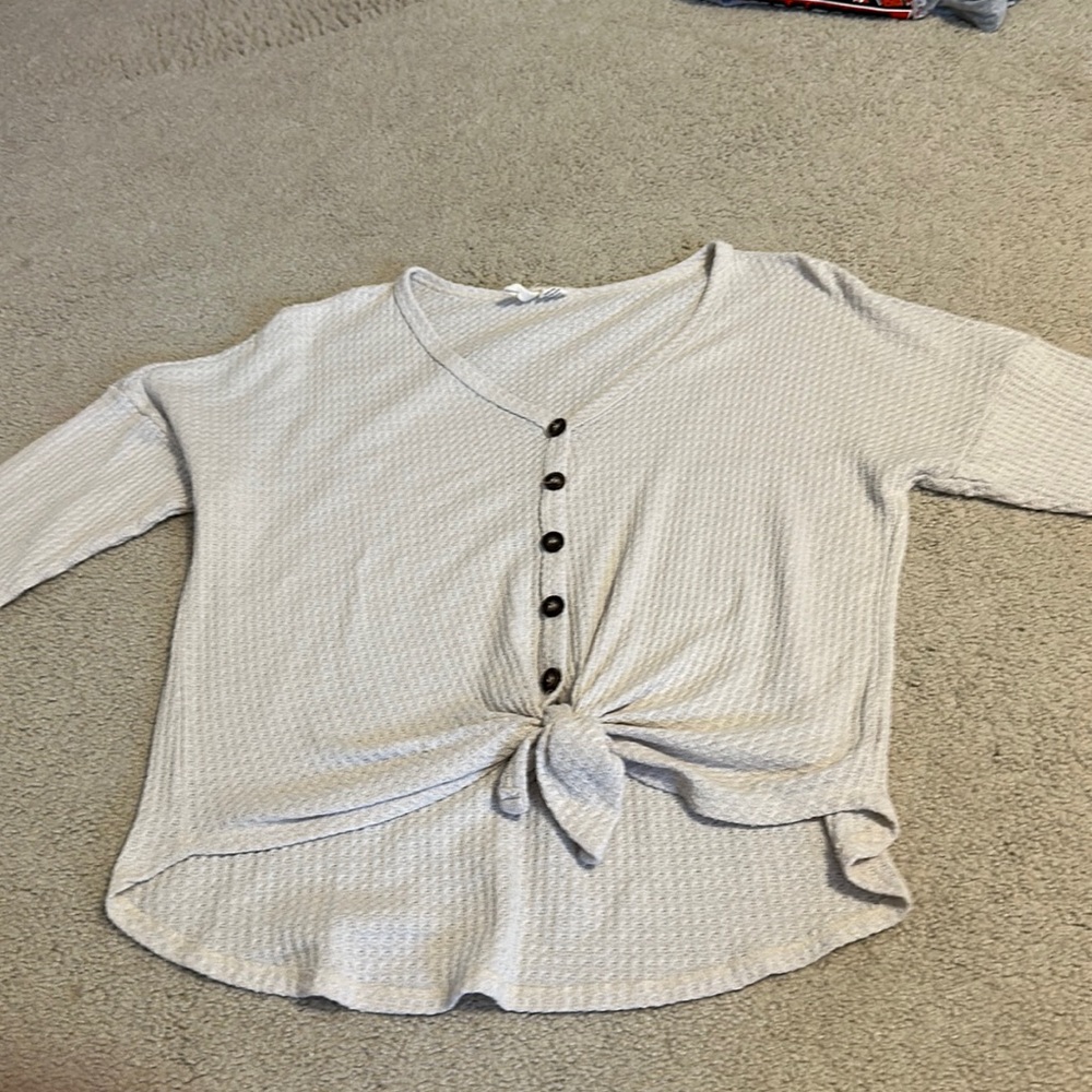 sky and sparrow button up sweater with tie